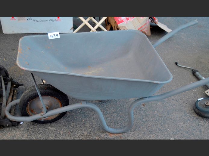 GREY METAL WHEELBARROW