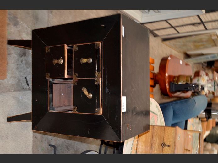 ORIENTAL STYLE BLACK PAINTED 4-DRAWER PEDESTAL, 60 x 36 x 85cm