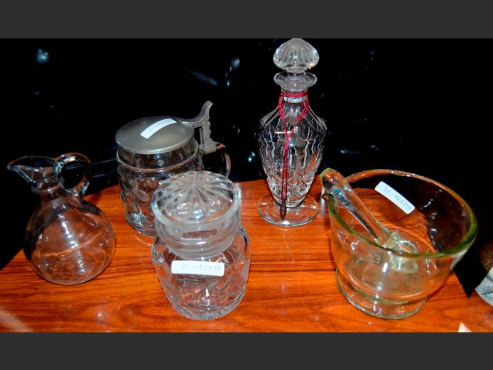 GLASS: MORTAR & PESTLE, DECANTER, BEER STEIN, etc