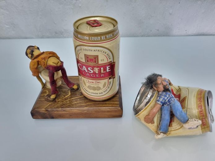 Humorous "Drunkard" Beer Can Figurines - Castle Lager Theme