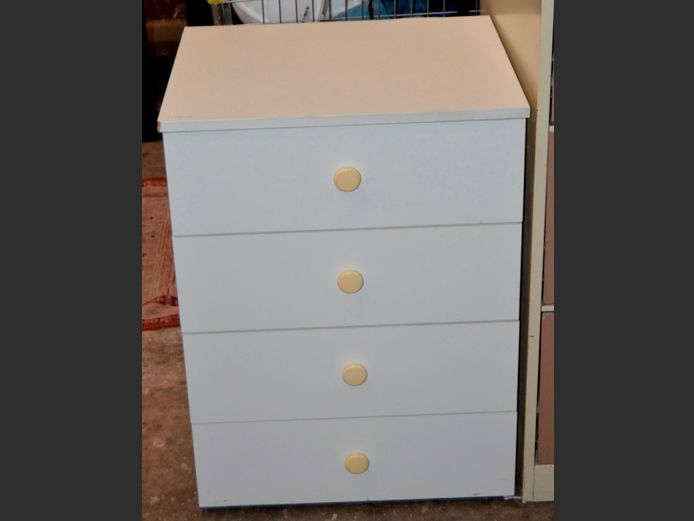 WHITE 4-DRAWER SMALL CHEST OF DRAWERS, 54 x 46 x 72cm [Some bumps]