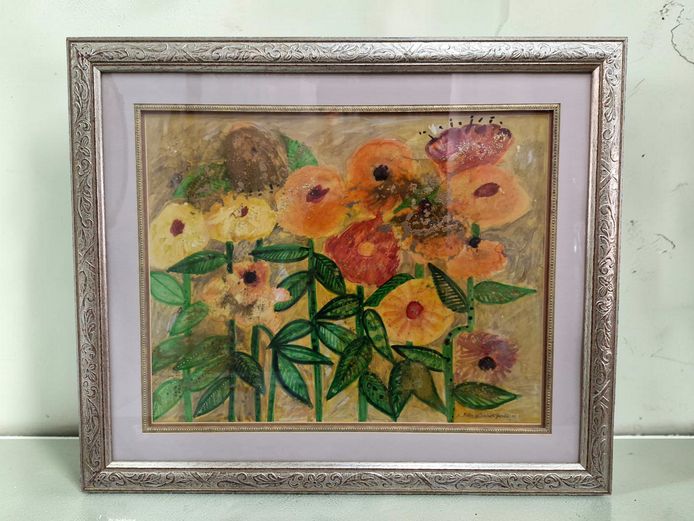 Aletha van Schalkwyk-Grünwald (1997) Framed Mixed Media Floral Painting