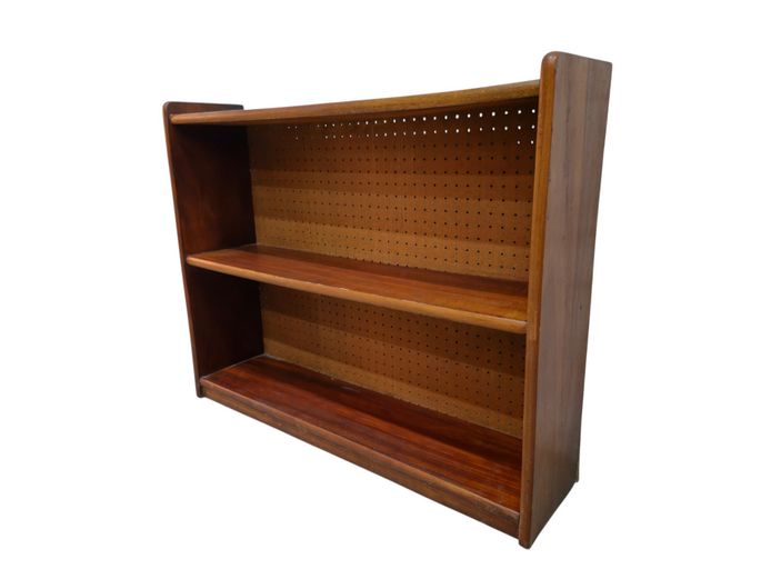 Vintage Mid-Century Wooden Bookcase with Pegboard Backing