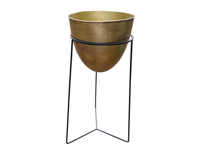Mid-Century Modern Style Spun Planter on Tripod Stand