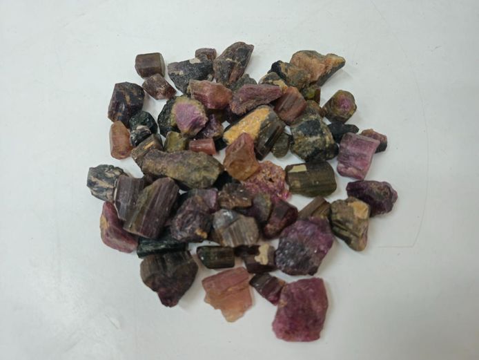 Lot of Natural Rough Multi-Color Tourmaline Crystal Specimens