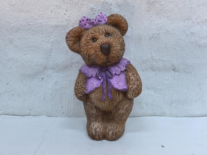 Hand-Painted Decorative Ceramic Teddy Bear Figurine 