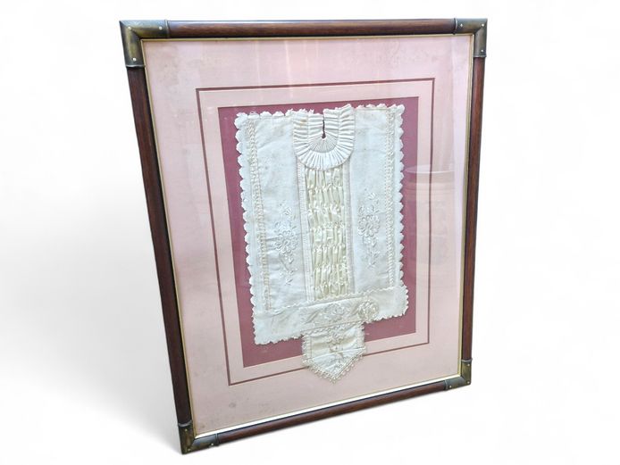 Framed Edwardian Funeral Burial Shroud 