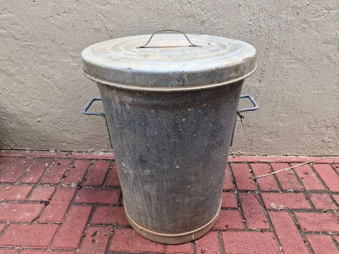 Vintage Galvanized Steel Dustbin with Lid