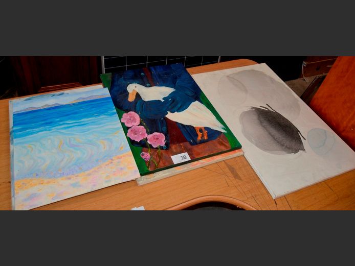 UNFRAMED OILS ON CANVAS & BOARD: ABSTRACTS, PORTRAITS, etc