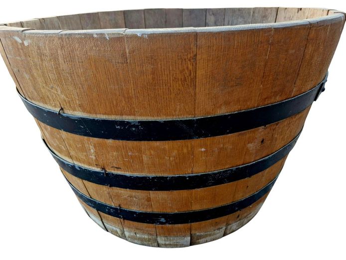 Large Vintage French Oak Half Barrel 