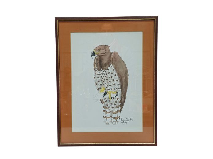 Original Wildlife Watercolor Painting of a Bird of Prey by Bruce Robertson (1986)