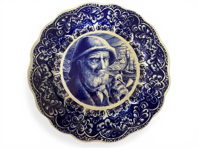 Delft Blue Decorative Wall Plate – Fisherman Scene