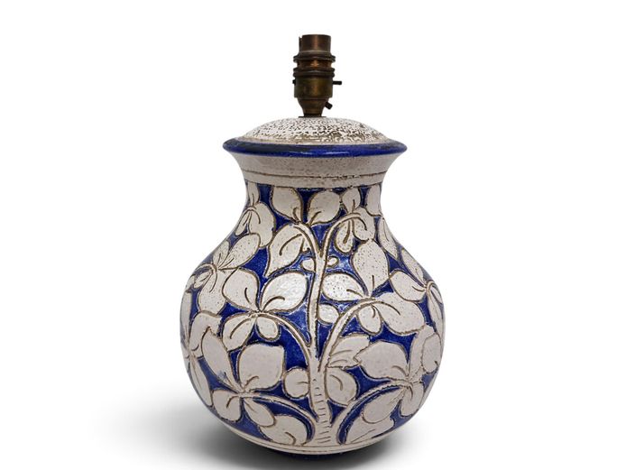 Mid-Century Italian Botanical Ceramic Table Lamp Base