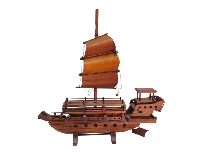 Handcrafted Wooden Traditional Asian Warship Model