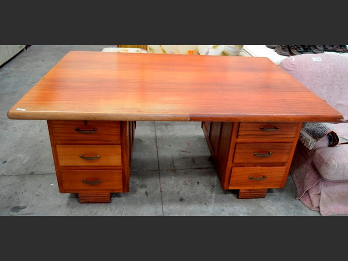 SAPELE MAHOGANY 6-DRAWER DESK, 170 x 108 x 76cm