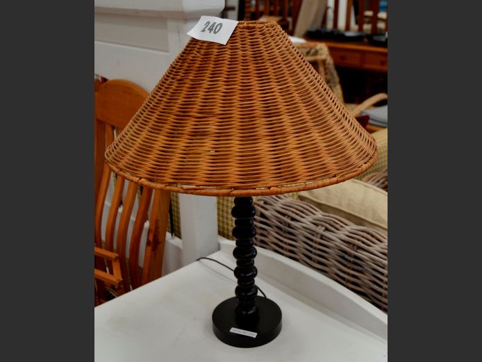 BLACK BEDSIDE LAMP WITH SHADE, 51cm High