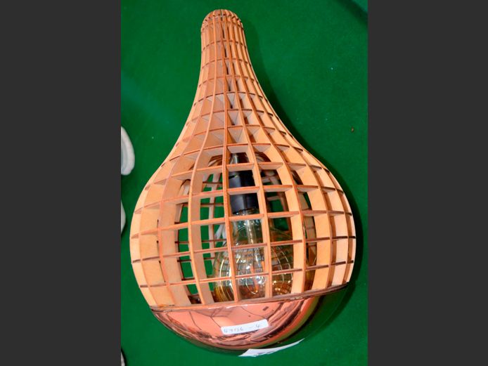 BAMBOO & COPPER HANGING LIGHT, 45cm High