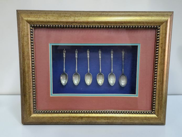 Framed Vintage Apostle Spoon Collection