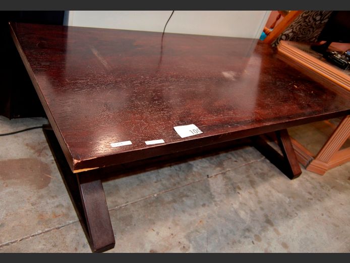 STAINED OAK COFFEE TABLE, 130 x 70 x 46cm