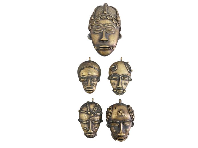 Traditional Solid Brass African Mask Pendants & Mask