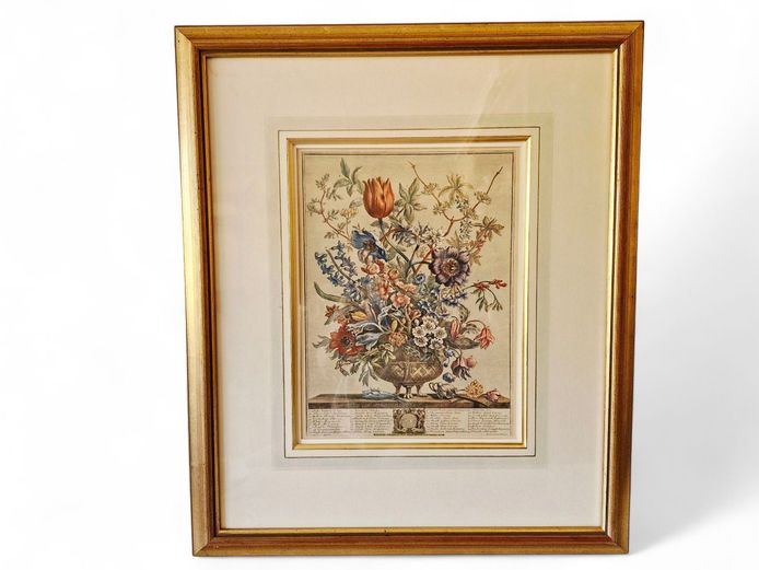 Large Framed Vintage “February Flowers” Lithograph by Robert Furber