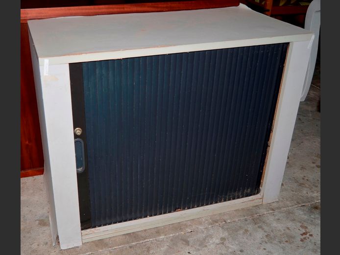 ROLLING DOOR CREDENZA, 90 x 45 x 70cm [Damaged, edging needed]