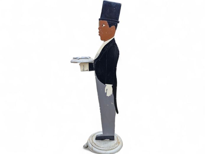 Floor Standing Wooden Painted Butler Serving Figure