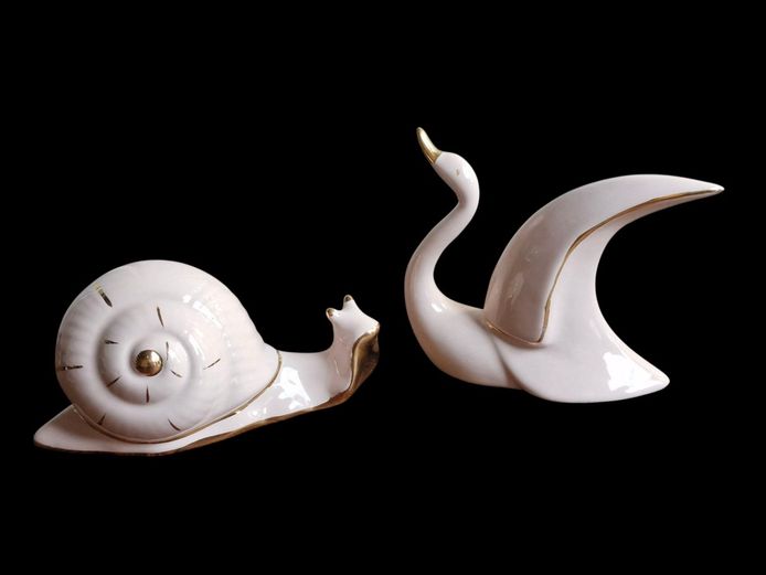 Vintage Porcelain Figurines with 24K Gold Accents