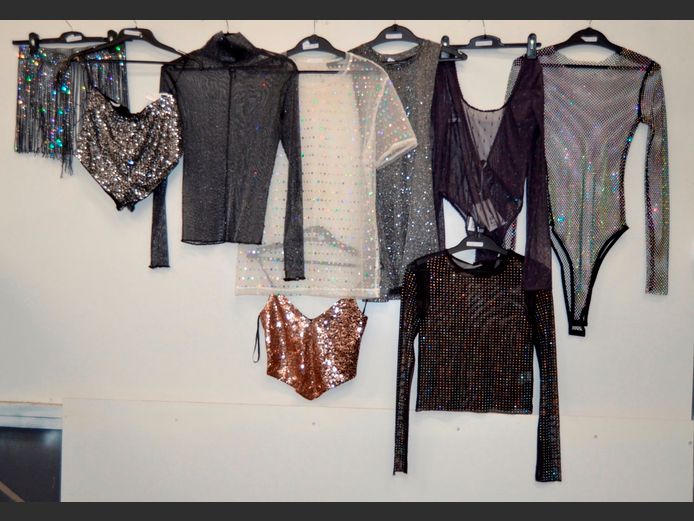 BLING, MESH & SHEER: BODYSUITS, TOPS, etc [Various sizes]