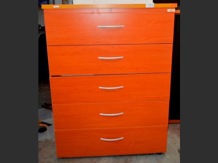 CHERRY FOIL 5-DRAWER TIDY FILE WITH BOXES, 113 x 60 x 153cm