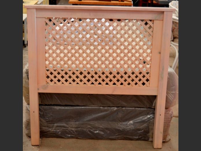 CREAM PAINTED LATTICE DETAIL SINGLE HEADBOARD