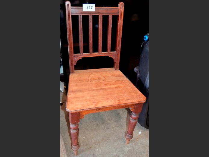 VINTAGE TEAK HALL CHAIR [Water damaged]