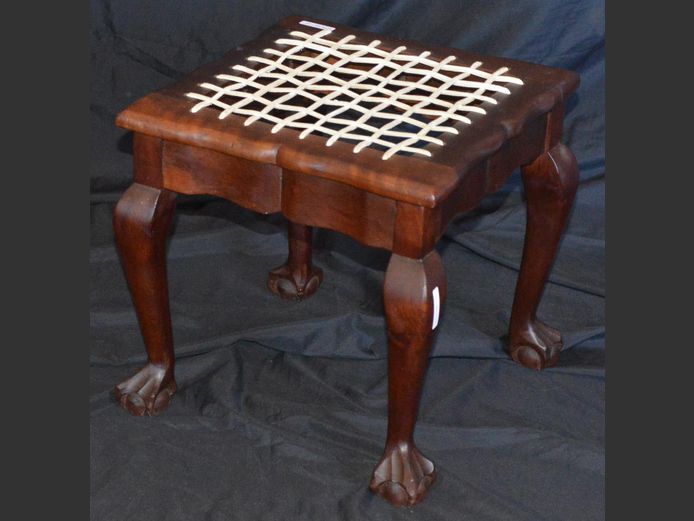 IMBUIA BALL & CLAW RIEMPIE STOOL, 38 x 38 x 38cm