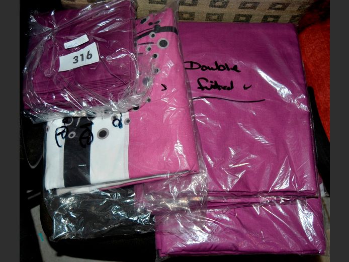 PURPLE DOUBLE DUVET COVER, FITTED SHEET, PILLOWCASES, CURTAINS, etc
