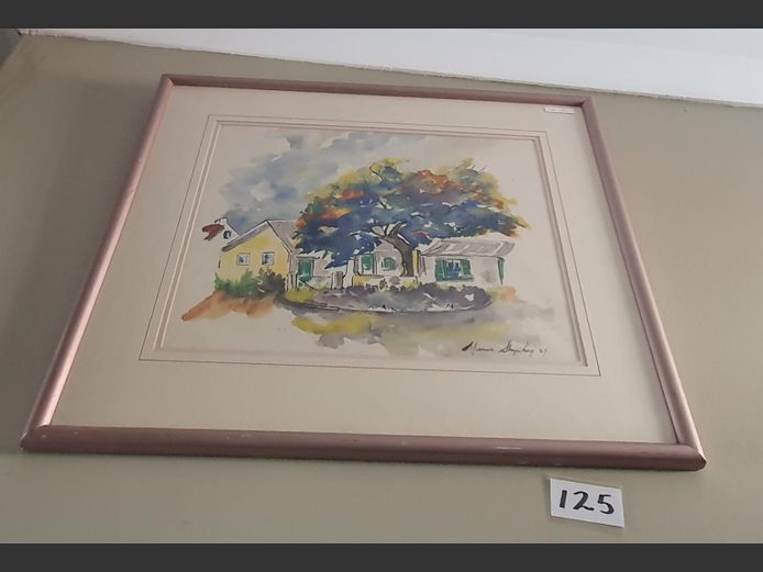 FRAMED & SIGNED WATERCOLOUR "CAPE DUTCH HOUSE", 46 x 38cm