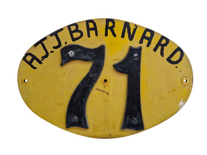 Vintage Heavy Steel Oval House Number Plaque