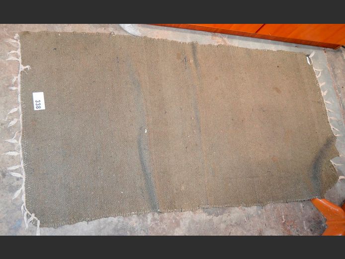 BROWN WOOL RUG, 144 x 73cm