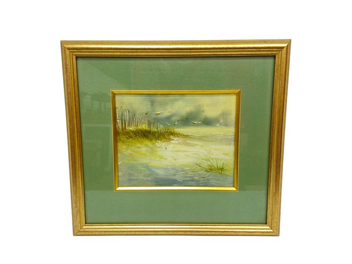 Framed Original Impressionist Coastal Dune Oil Painting