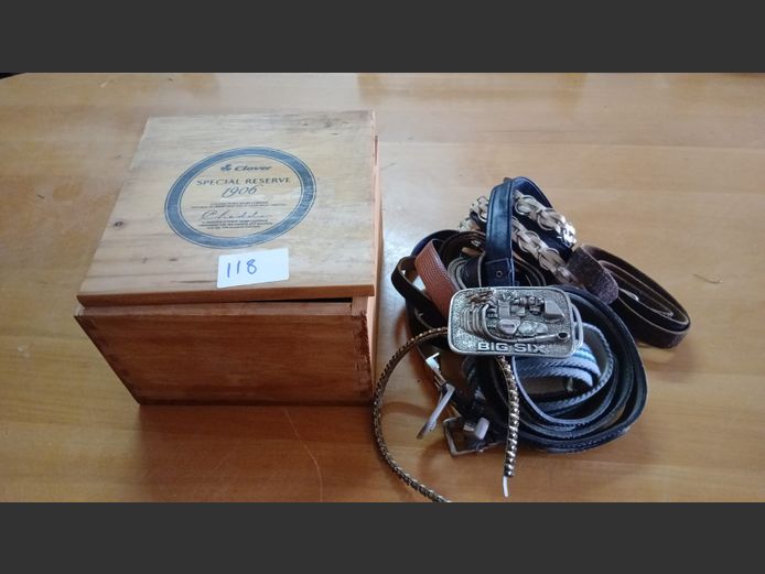 Wooden box and belts