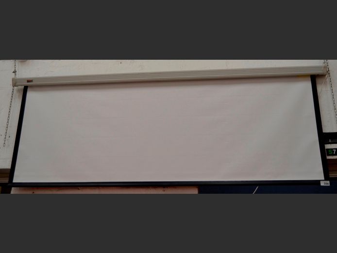 ELECTRONIC PROJECTOR SCREEN WITH REMOTE, 280cm Wide [Switches on, untested further]