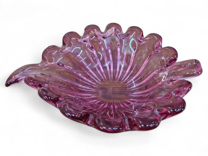 Vintage Murano Art Glass Leaf Design Bowl