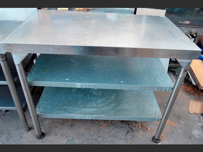 STAINLESS STEEL TABLE WITH BOTTOM SHELVES, 110 x 65 x 90cm