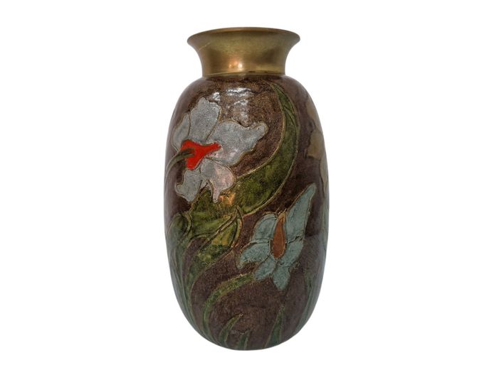 Vintage Japanese Ando-Style Ginbari Cloisonné Floral Vase (20cm)