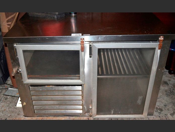 STAINLESS STEEL 1½-DOOR UNDERBAR FRIDGE, 120 x 67 x 81cm [Switches on, Untested further]