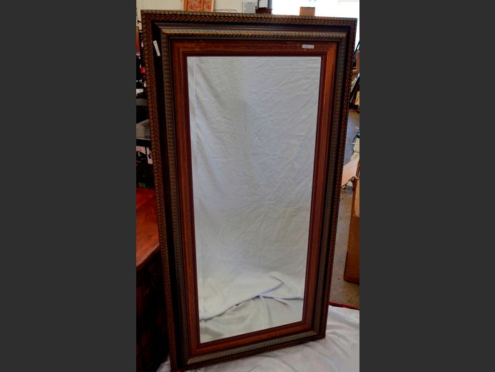 FRAMED & BEVELLED MIRROR, 146 x 76cm