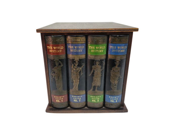 Vintage Trompe-l’Œil "The World History" Faux Book Spine Ice Bucket
