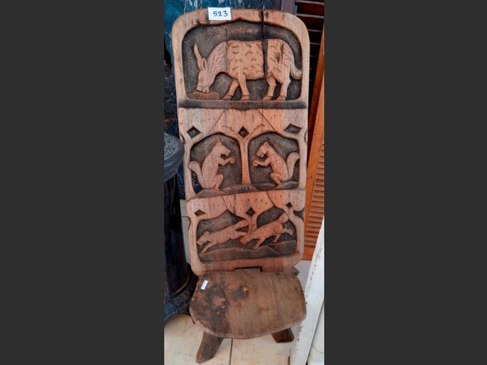 CARVED AFRICAN CHAIR [Weathered]