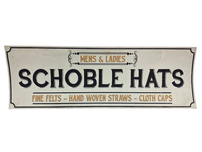 Vintage Schoble Hats Panoramic Vinyl Advertising Sign