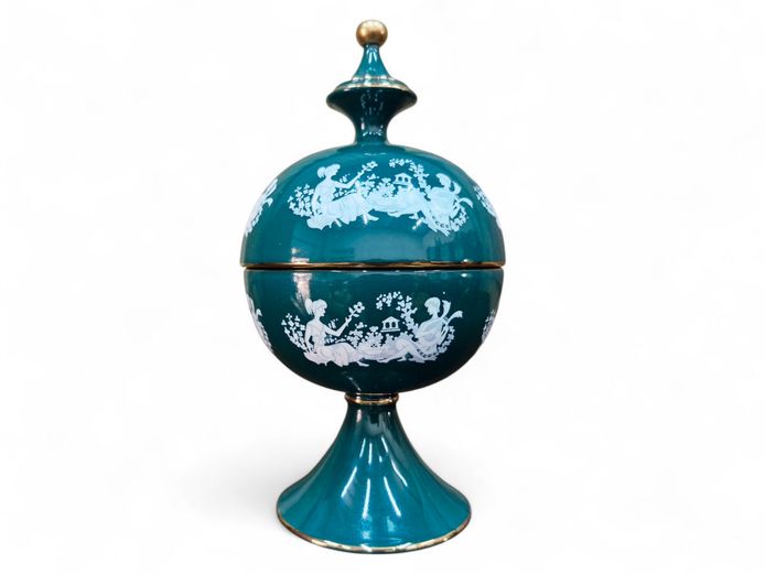 Vintage Italian Florentine Ceramic Lidded Urn