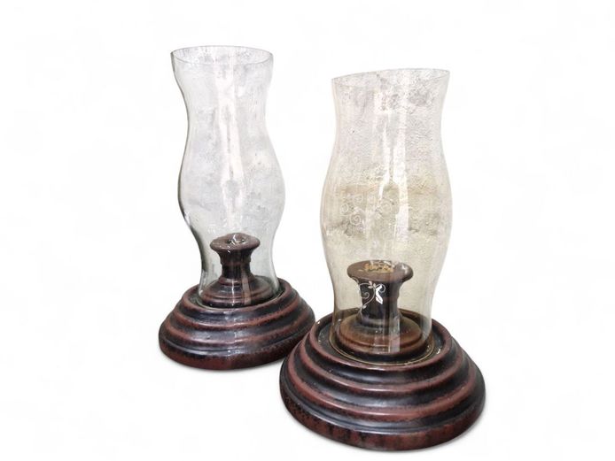 Ceramic Candle Holders with Glass Shades